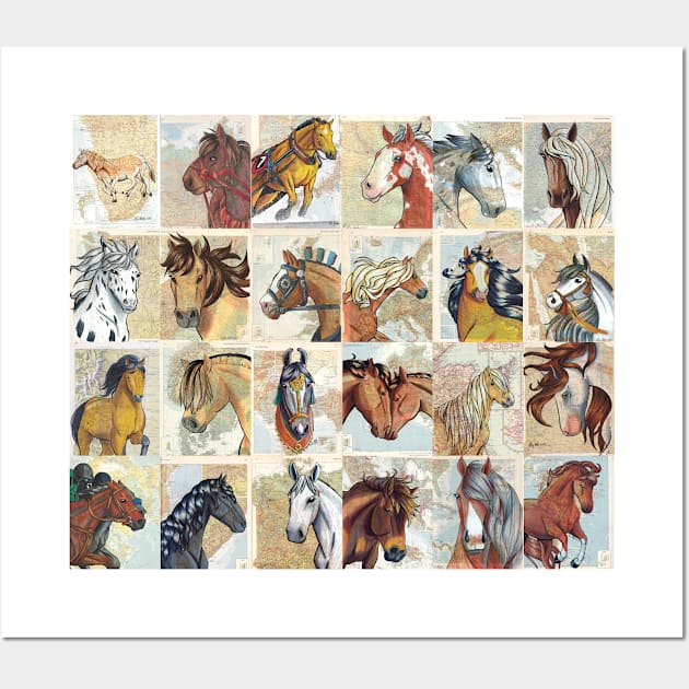 Horses of the World Pattern Wall Art by lizstaley